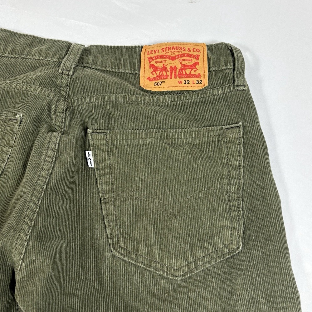 Levis 502 Mens FITS 32x30 Green Corduroy Pants Stretch 5 Pocket Grunge Emo Punk - Picture 4 of 13